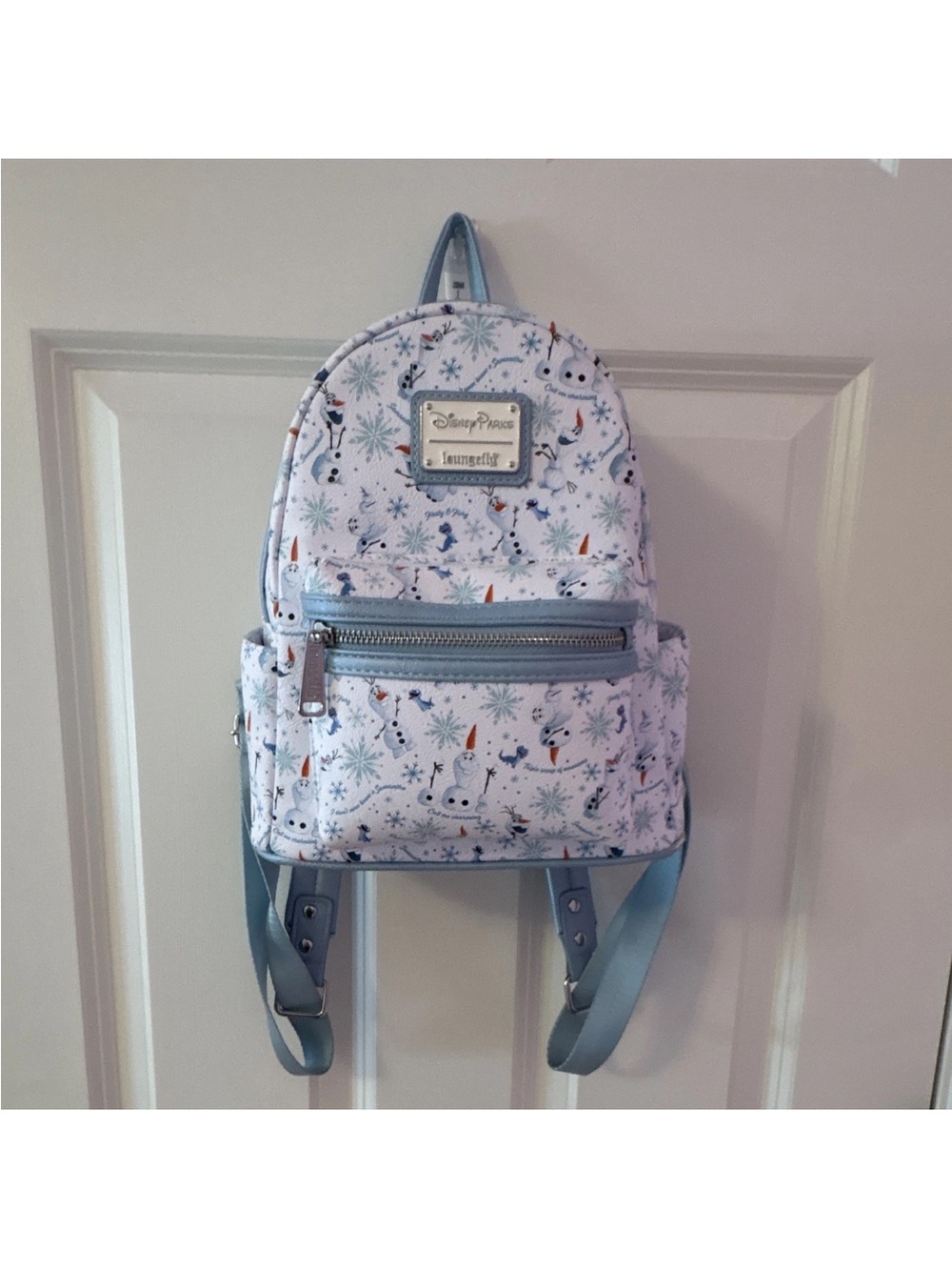 Loungefly White and Light Blue Olaf Snowflake Mini Backpack